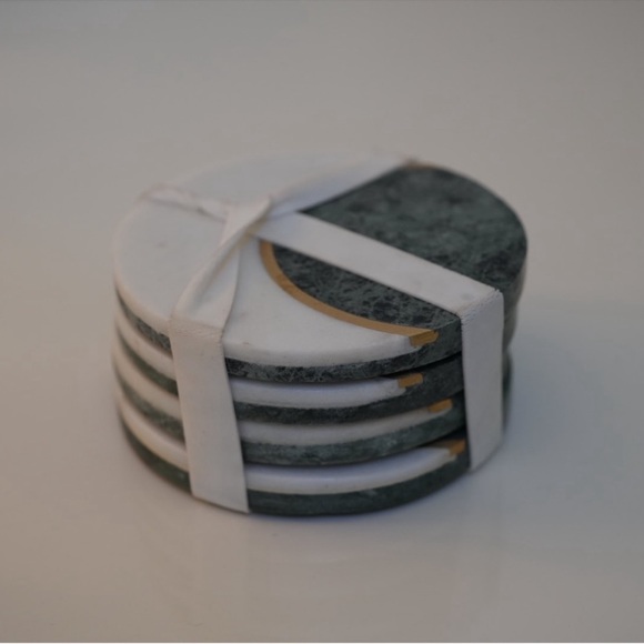 West elm moon marble and brass coasters set of 4 - Picture 2 of 6